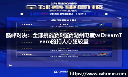 巅峰对决：全球挑战赛8强赛湖州电竞vsDreamTeam的扣人心弦较量